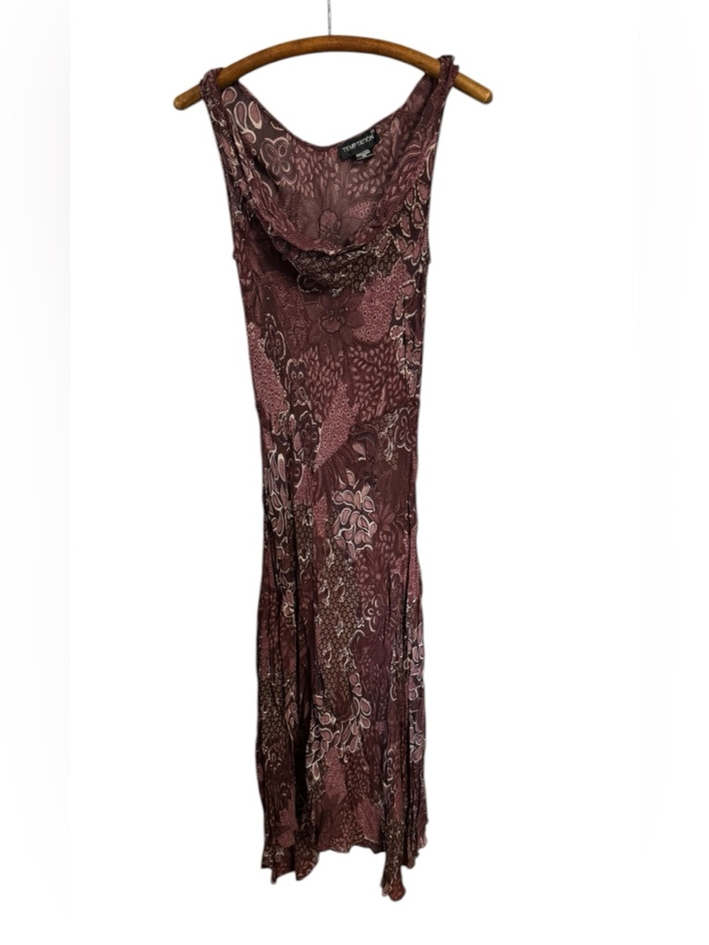 Vintage 90s Y2K Floral Sheer cowl neck India Rayon Maxi Dress medium